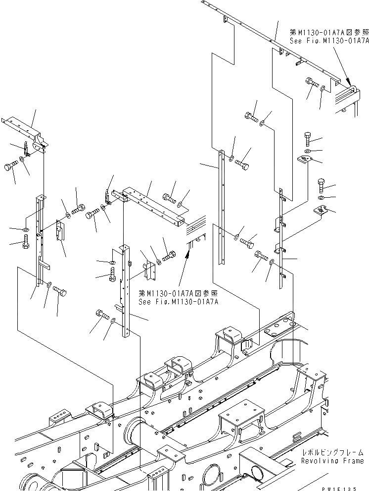 Схема запчастей Komatsu PC1800-6-M1 - РАМА (/)(№-) ЧАСТИ КОРПУСА