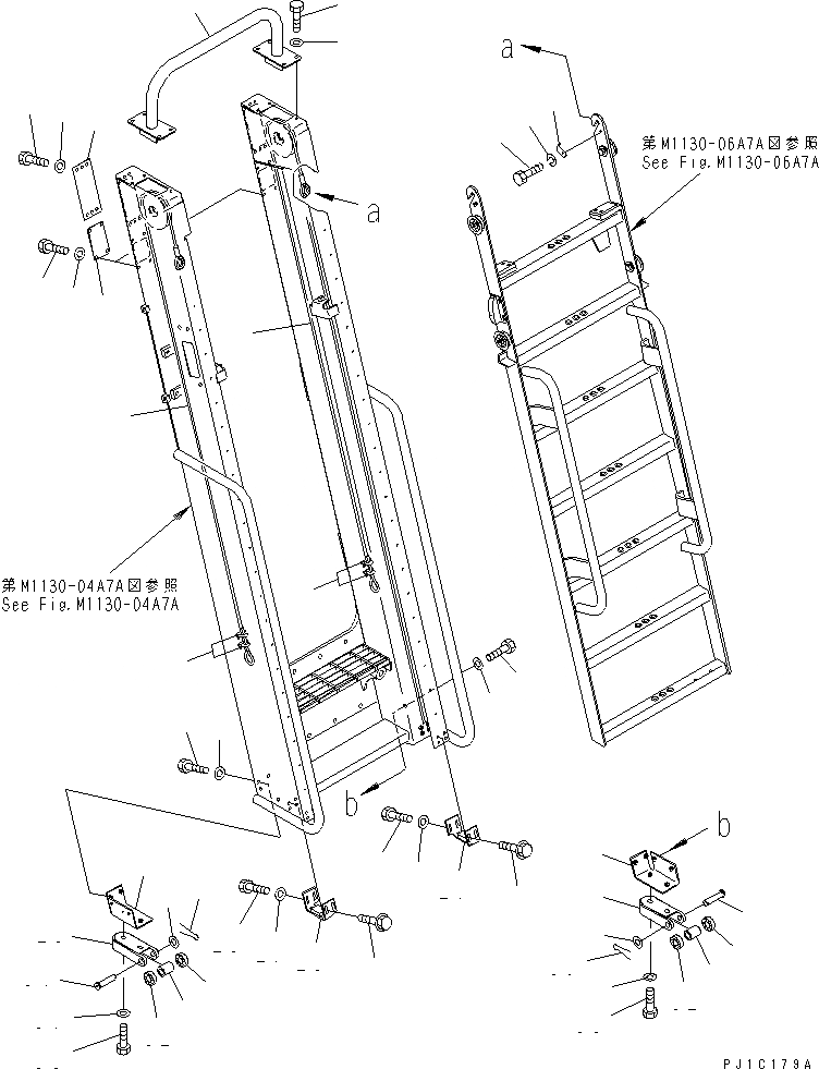 Схема запчастей Komatsu PC1800-6-M1 - ЛЕВ. КРЫШКА(ЛЕСТНИЦА) (WIRE)(№-) ЧАСТИ КОРПУСА