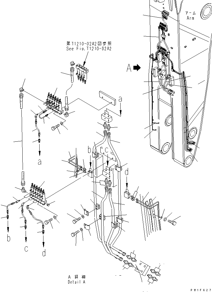 Схема запчастей Komatsu PC1800-6-M1 - РУКОЯТЬ (.9M) (ЛИНИЯ СМАЗКИ) (ЭКСКАВАТ.) (С АВТОМАТИЧ. СМАЗКОЙ) (ДЛЯ LINCOLN) (/)(№-) РАБОЧЕЕ ОБОРУДОВАНИЕ