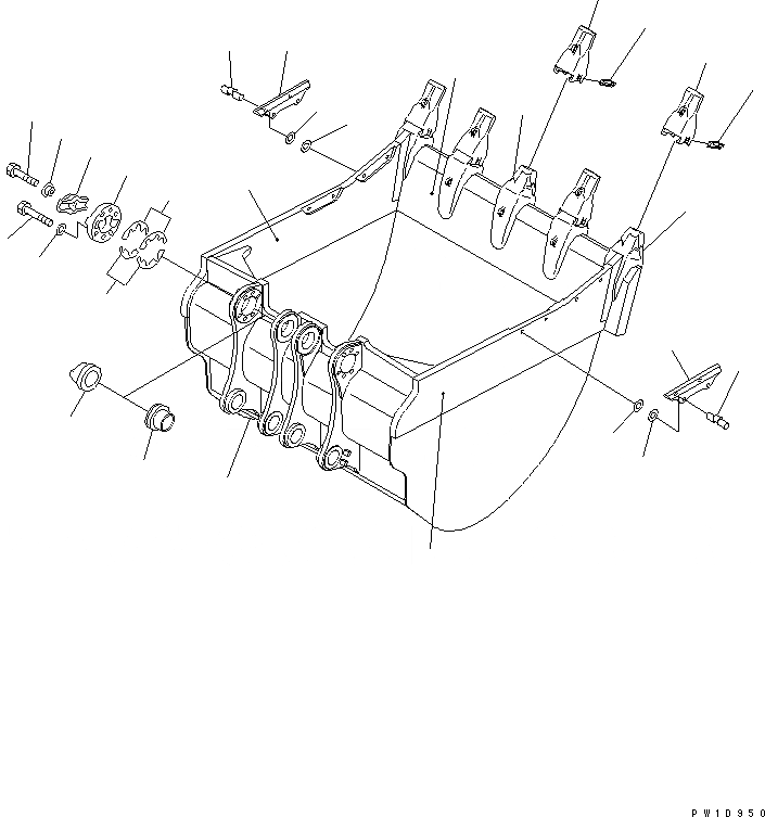 Схема запчастей Komatsu PC1800-6-M1 - КОВШ (.M) (ГОРИЗОНТАЛЬН. ПАЛЕЦ) (ТИП E)(№-) РАБОЧЕЕ ОБОРУДОВАНИЕ