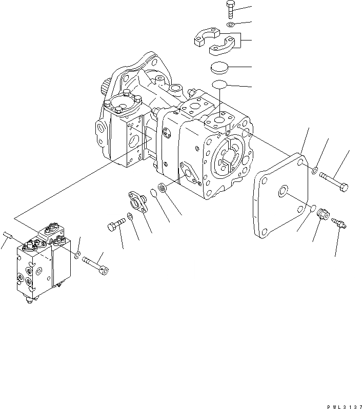 Схема запчастей Komatsu PC1800-6-M1 - ОСНОВН. НАСОС (/) (ПОВОРОТН. НАСОС) ОСНОВН. КОМПОНЕНТЫ И РЕМКОМПЛЕКТЫ