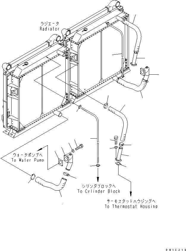 Схема запчастей Komatsu PC1800-6 - ОХЛАЖД-Е (СИСТЕМА ТРУБ РАДИАТОРА)(№-) СИСТЕМА ОХЛАЖДЕНИЯ