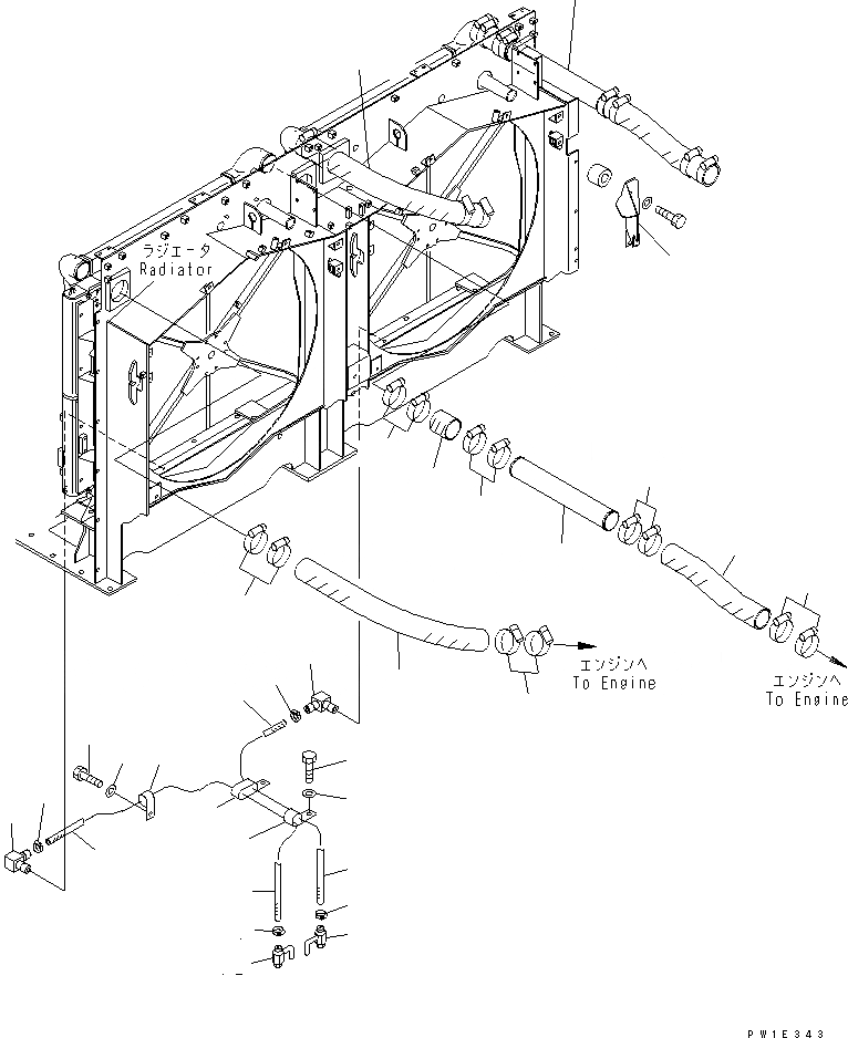 Схема запчастей Komatsu PC1800-6 - ОХЛАЖД-Е (ДРЕНАЖН. ТРУБЫ)(№-) СИСТЕМА ОХЛАЖДЕНИЯ