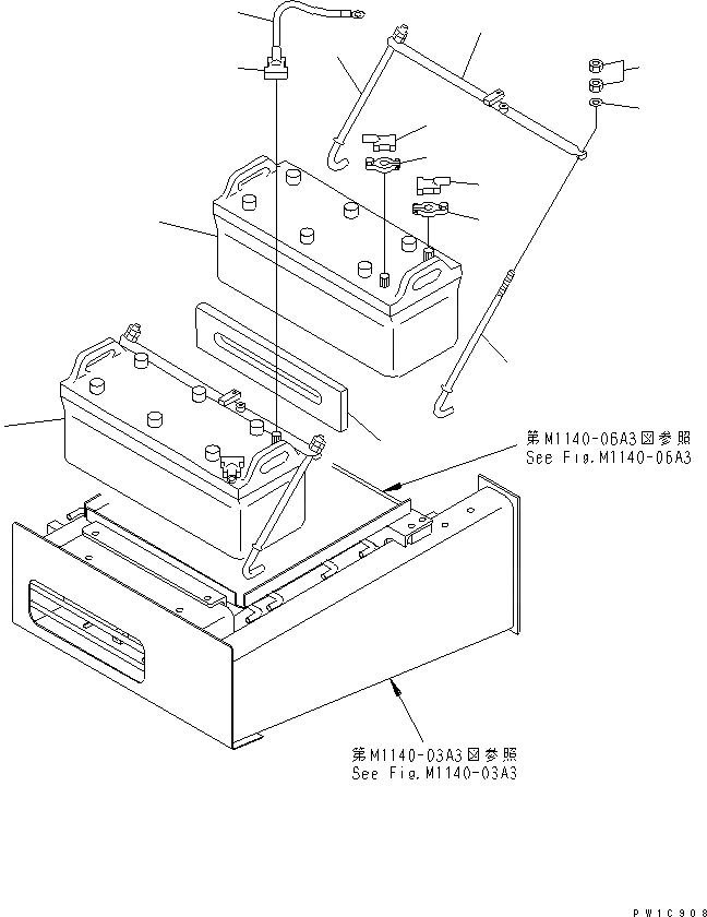 Схема запчастей Komatsu PC1800-6 - АККУМУЛЯТОР (C)(№-) ЭЛЕКТРИКА