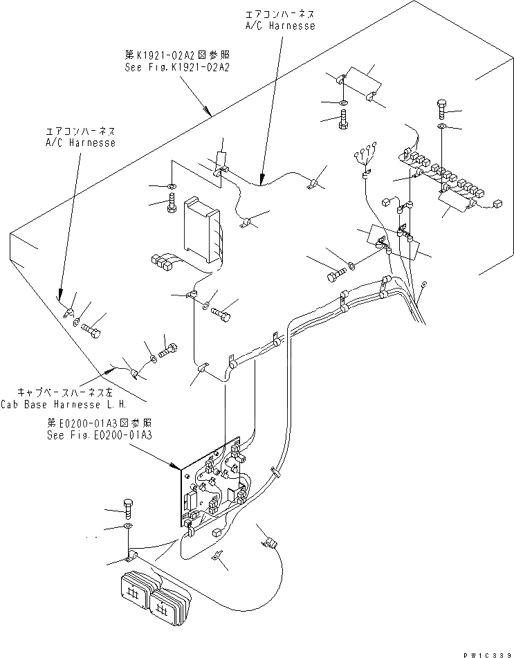 Схема запчастей Komatsu PC1800-6 - ЭЛЕКТРИКА (КРЕПЛЕНИЕ) (КАБИНА ОСНОВ.¤ ЛЕВ.) (/)(№-) ЭЛЕКТРИКА