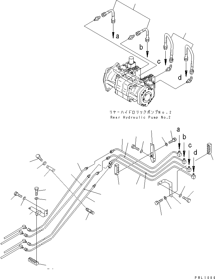 Схема запчастей Komatsu PC1800-6 - OLSS ТРУБЫ (/) ГИДРАВЛИКА