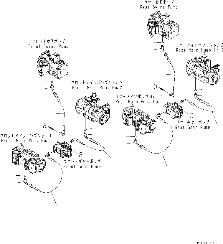 Схема запчастей Komatsu PC1800-6 - НАСОС ЛИНИЯ ОХЛАЖДЕНИЯ (+ЯC СПЕЦ-Я.)(№-) ГИДРАВЛИКА