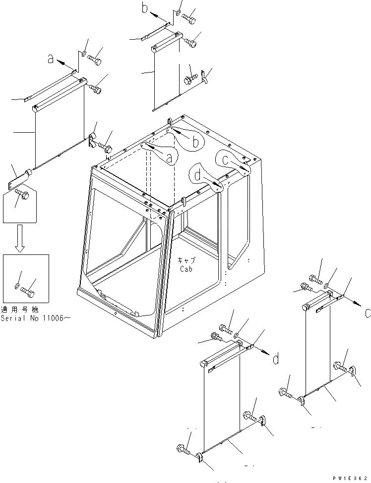 Схема запчастей Komatsu PC1800-6 - КАБИНА (CURTAN) ( )(№-) КАБИНА ОПЕРАТОРА И СИСТЕМА УПРАВЛЕНИЯ