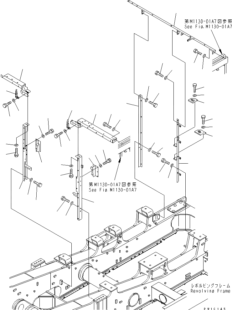 Схема запчастей Komatsu PC1800-6 - РАМА (/)(№-) ЧАСТИ КОРПУСА