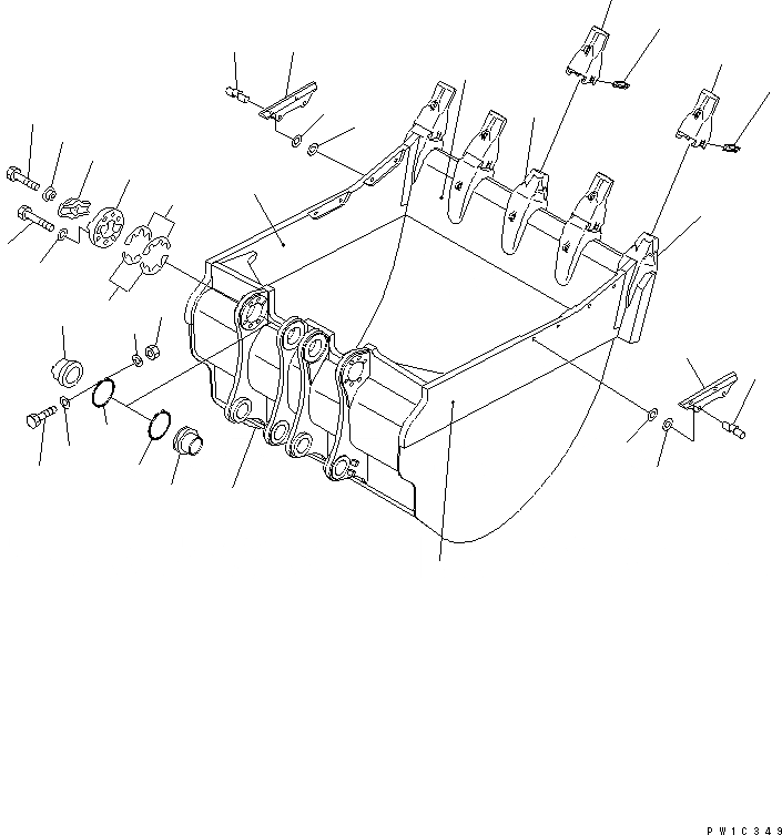 Схема запчастей Komatsu PC1800-6 - КОВШ (.M) (ГОРИЗОНТАЛЬН. ПАЛЕЦ) (ТИП E)(№-) РАБОЧЕЕ ОБОРУДОВАНИЕ