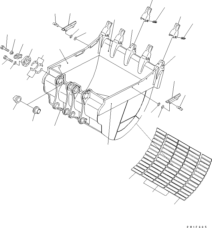 Схема запчастей Komatsu PC1800-6 - КОВШ (.M) (УСИЛ.) (ГОРИЗОНТАЛЬН. ПАЛЕЦ) (ТИП E)(№-) РАБОЧЕЕ ОБОРУДОВАНИЕ