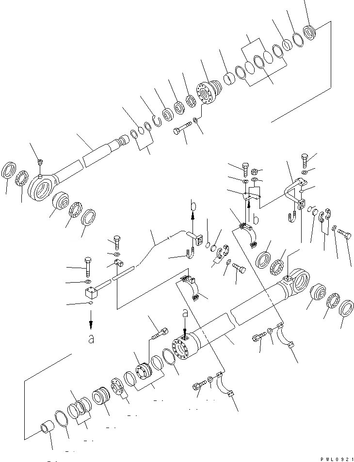 Схема запчастей Komatsu PC1800-6 - ЦИЛИНДР КОВША (ВНУТР. ЧАСТИ) ОСНОВН. КОМПОНЕНТЫ И РЕМКОМПЛЕКТЫ