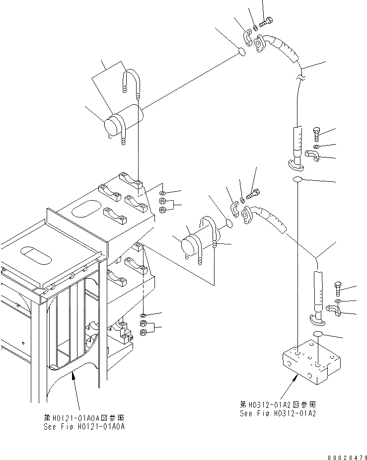 Схема запчастей Komatsu PC1800-6 - ЛИНИЯ ПОДАЧИS (БЛОК - ФИЛЬТР.) (ПЕРЕДН.)(№-) ГИДРАВЛИКА