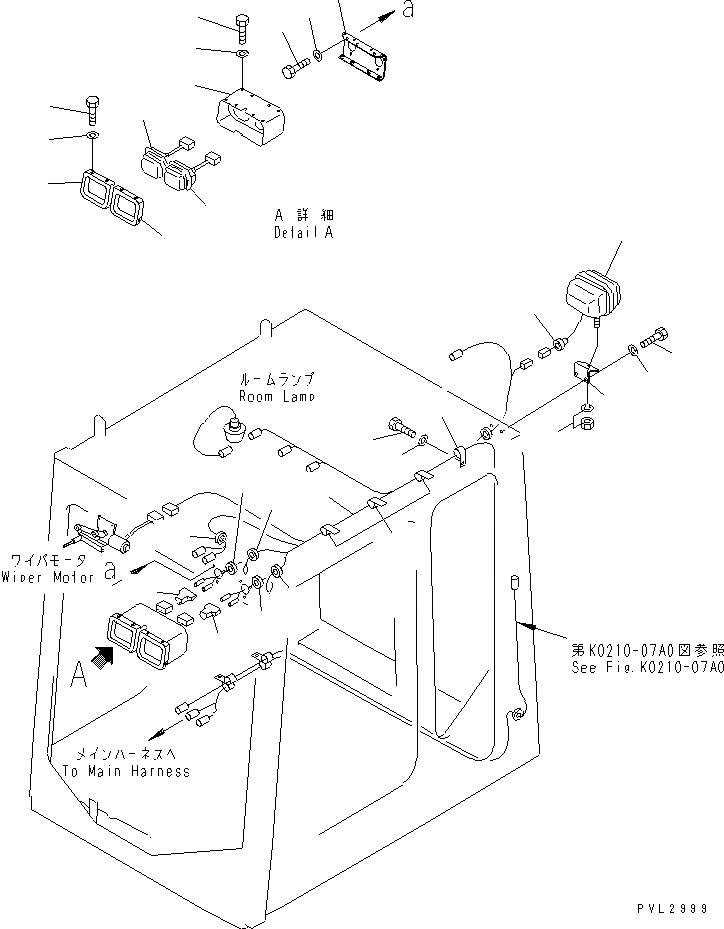 Схема запчастей Komatsu PC1800-6 - КАБИНА (РАБОЧ. ОСВЕЩЕНИЕ) КАБИНА ОПЕРАТОРА И СИСТЕМА УПРАВЛЕНИЯ