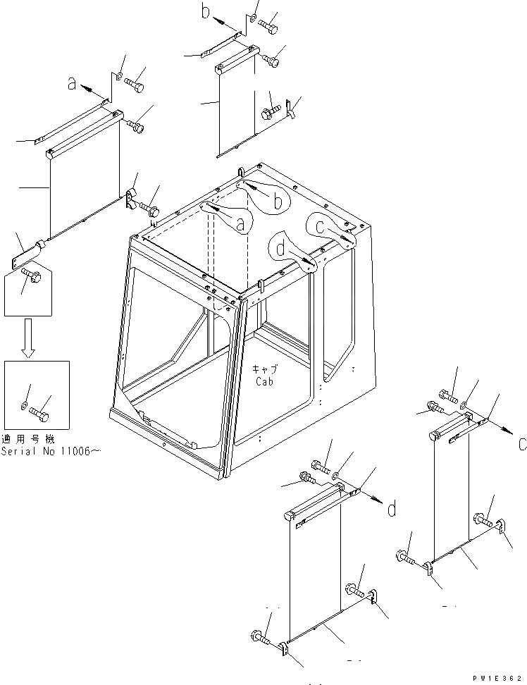 Схема запчастей Komatsu PC1800-6 - КАБИНА (CURTAN) ( )(№-) КАБИНА ОПЕРАТОРА И СИСТЕМА УПРАВЛЕНИЯ