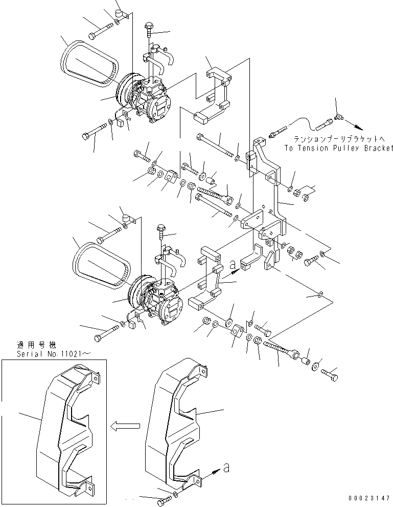 Схема запчастей Komatsu PC1800-6 - КОНДИЦ. ВОЗДУХА (КОМПРЕССОР)(№7-) КАБИНА ОПЕРАТОРА И СИСТЕМА УПРАВЛЕНИЯ