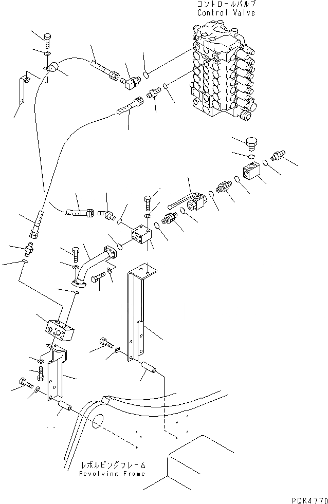 Схема запчастей Komatsu PC180LC-6K - НАВЕСНОЕ ОБОРУД-Е (ОСНОВН. КЛАПАН ТРУБЫ И ИЗМЕНЯЕМ. БЛОК)(№K-K) ГИДРАВЛИКА