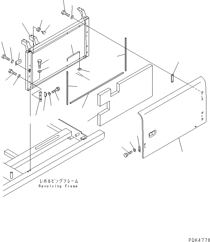 Схема запчастей Komatsu PC180LC-6K - ЛЕВ. ДВЕРЬ (КАБИНА)(№K-K999) ЧАСТИ КОРПУСА