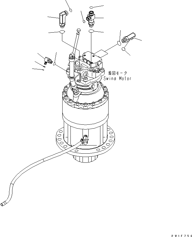 Схема запчастей Komatsu PC180LC-7K - МОТОР ПОВОРОТА (СОЕДИНИТЕЛЬН. ЧАСТИ) ПОВОРОТН. КРУГ И КОМПОНЕНТЫ