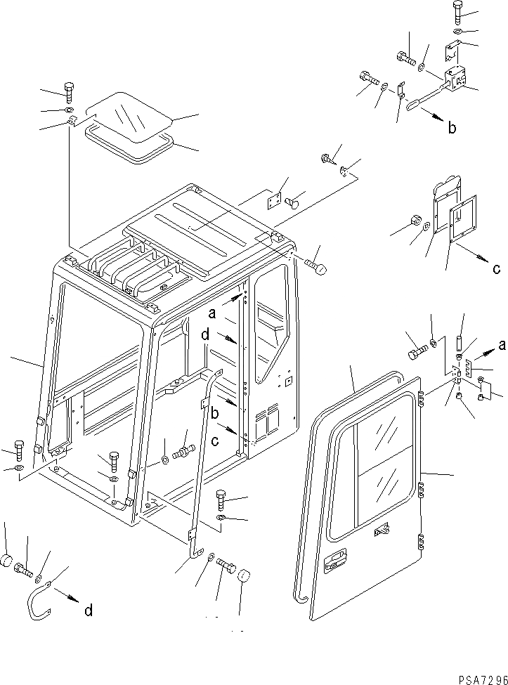 Схема запчастей Komatsu PC180LC-5K - КАБИНА (ДЛЯ PDI) (/)(№K9-) ЧАСТИ КОРПУСА