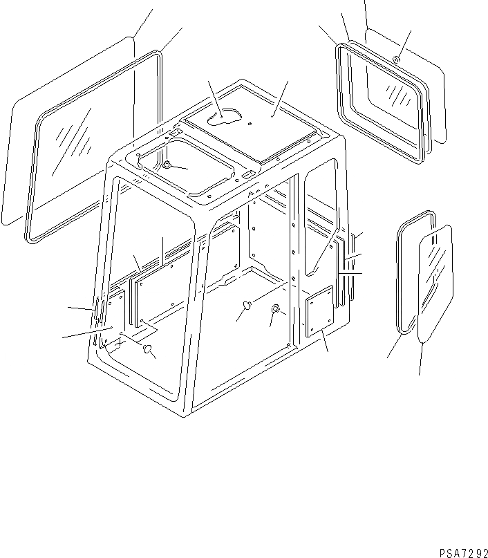 Схема запчастей Komatsu PC180NLC-5K - КАБИНА (БОКОВОЕ И ЗАДНЕЕ СТЕКЛА) (/) ЧАСТИ КОРПУСА