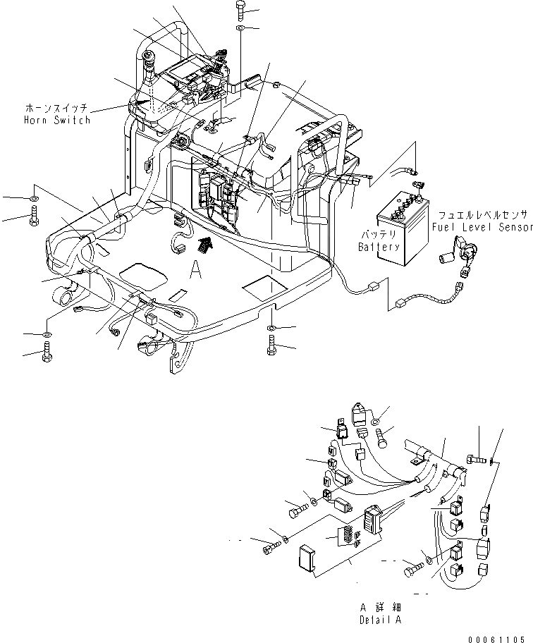 Схема запчастей Komatsu PC18MR-2 - ОСНОВН. КОНСТРУКЦИЯ (ЭЛЕКТР.) (БЕЗОПАСН. KEY ТИП) КАБИНА ОПЕРАТОРА И СИСТЕМА УПРАВЛЕНИЯ