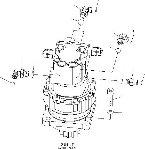 Схема запчастей Komatsu PC18MR-2 - МОТОР ПОВОРОТА (КОМПОНЕНТЫ) ПОВОРОТН. КРУГ И КОМПОНЕНТЫ