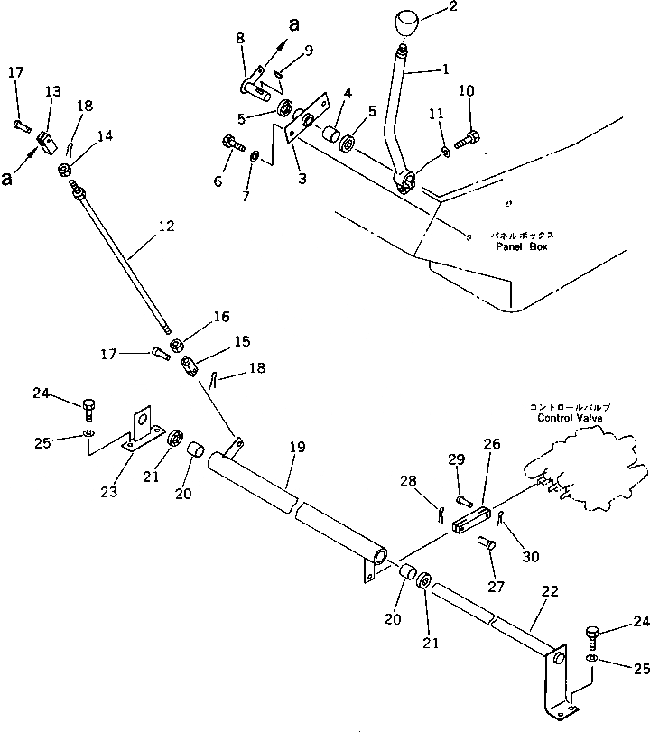 Схема запчастей Komatsu PC20-6 - РЫЧАГ УПРАВЛЕНИЯ ОТВАЛОМ СИСТЕМА УПРАВЛЕНИЯ И ОСНОВНАЯ РАМА