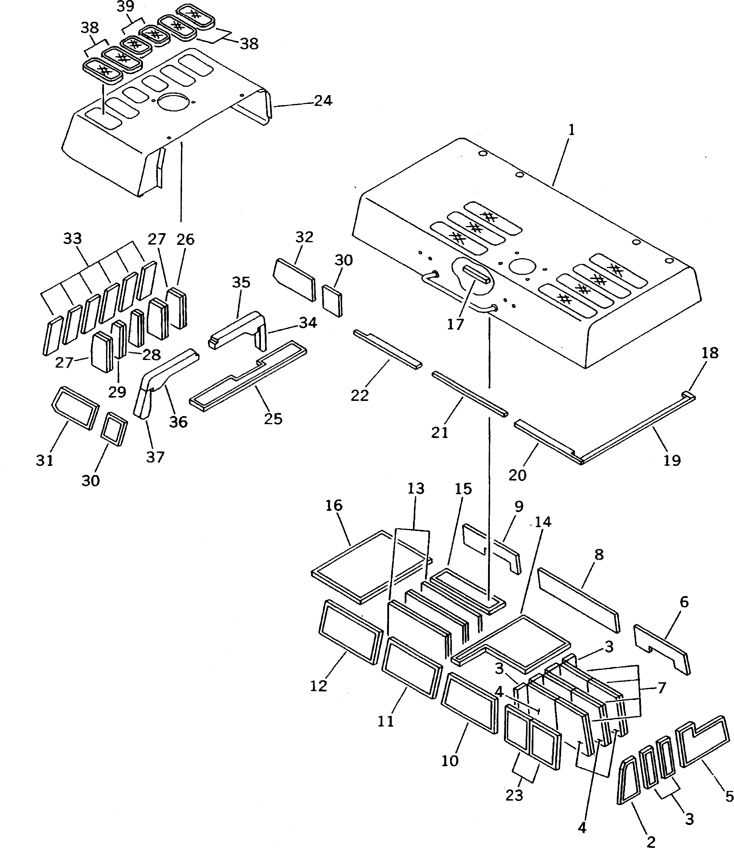 Схема запчастей Komatsu PC200-5T - КАПОТ (COVER) (С NET) ЧАСТИ КОРПУСА