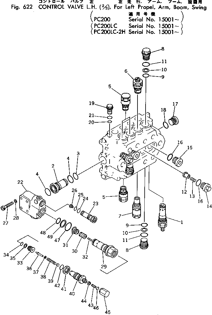 Схема запчастей Komatsu PC200-2 - УПРАВЛЯЮЩ. КЛАПАН ЛЕВ.(/)(ДЛЯ L.ХОД¤РУКОЯТЬ¤СТРЕЛА¤ПОВОРОТН.)(PC)(№-777) УПРАВЛ-Е РАБОЧИМ ОБОРУДОВАНИЕМ