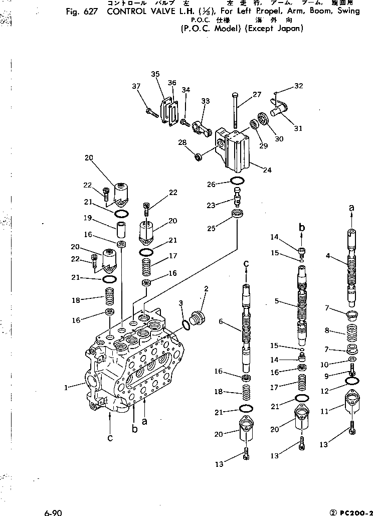 Схема запчастей Komatsu PC200-2 - УПРАВЛЯЮЩ. КЛАПАН ЛЕВ.(/)(ДЛЯ L.ХОД¤РУКОЯТЬ¤СТРЕЛА¤ПОВОРОТН.)(P.O.C.)(№-777) УПРАВЛ-Е РАБОЧИМ ОБОРУДОВАНИЕМ