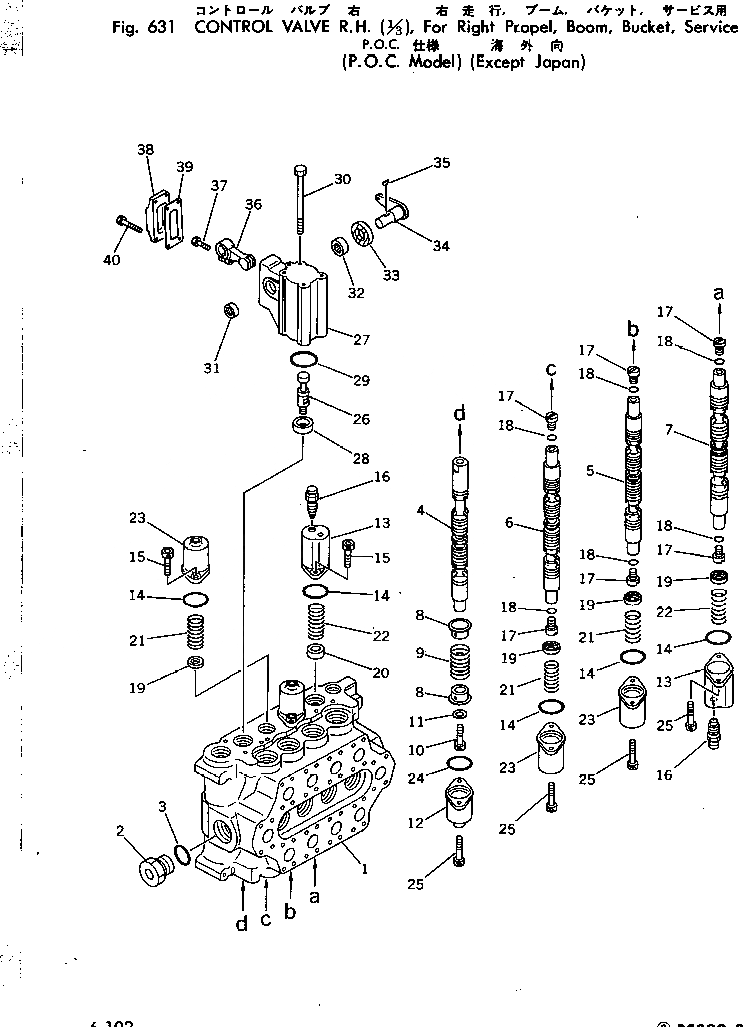 Схема запчастей Komatsu PC200-2 - УПРАВЛЯЮЩ. КЛАПАН ПРАВ.(/)(ДЛЯ R.T.¤СТРЕЛА¤КОВШ¤SERVICE)(P.O.C.(№-777) УПРАВЛ-Е РАБОЧИМ ОБОРУДОВАНИЕМ