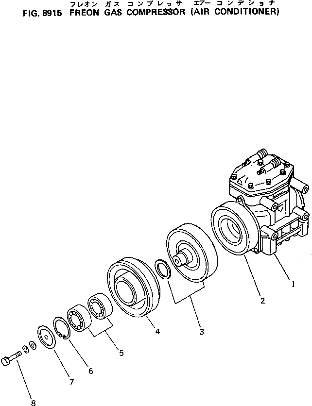 Схема запчастей Komatsu PC200-3 - FREON GAS КОМПРЕССОР (КОНДИЦ. ВОЗДУХА) ОПЦИОННЫЕ КОМПОНЕНТЫ