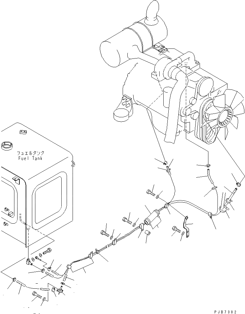 Схема запчастей Komatsu PC200-6Z - ТОПЛИВНАЯ ЛИНИЯ (МОРОЗОУСТОЙЧИВ. СПЕЦИФ-Я)(№9-) ТОПЛИВН. БАК. AND КОМПОНЕНТЫ