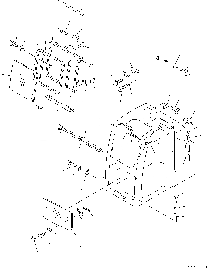 Схема запчастей Komatsu PC200-6Z - КАБИНА (ПЕРЕДН. ОКНА) (С ПОДОГРЕВABLE СТЕКЛА)(№9-) ОСНОВН. КОМПОНЕНТЫ И РЕМКОМПЛЕКТЫ