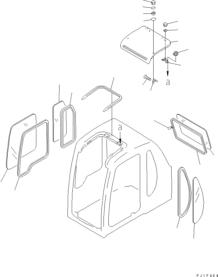 Схема запчастей Komatsu PC200-6Z - КАБИНА (ОКНА И ПРОЗРАЧН. КРЫША ВЕНТИЛЯТОР)(№9-) ОСНОВН. КОМПОНЕНТЫ И РЕМКОМПЛЕКТЫ