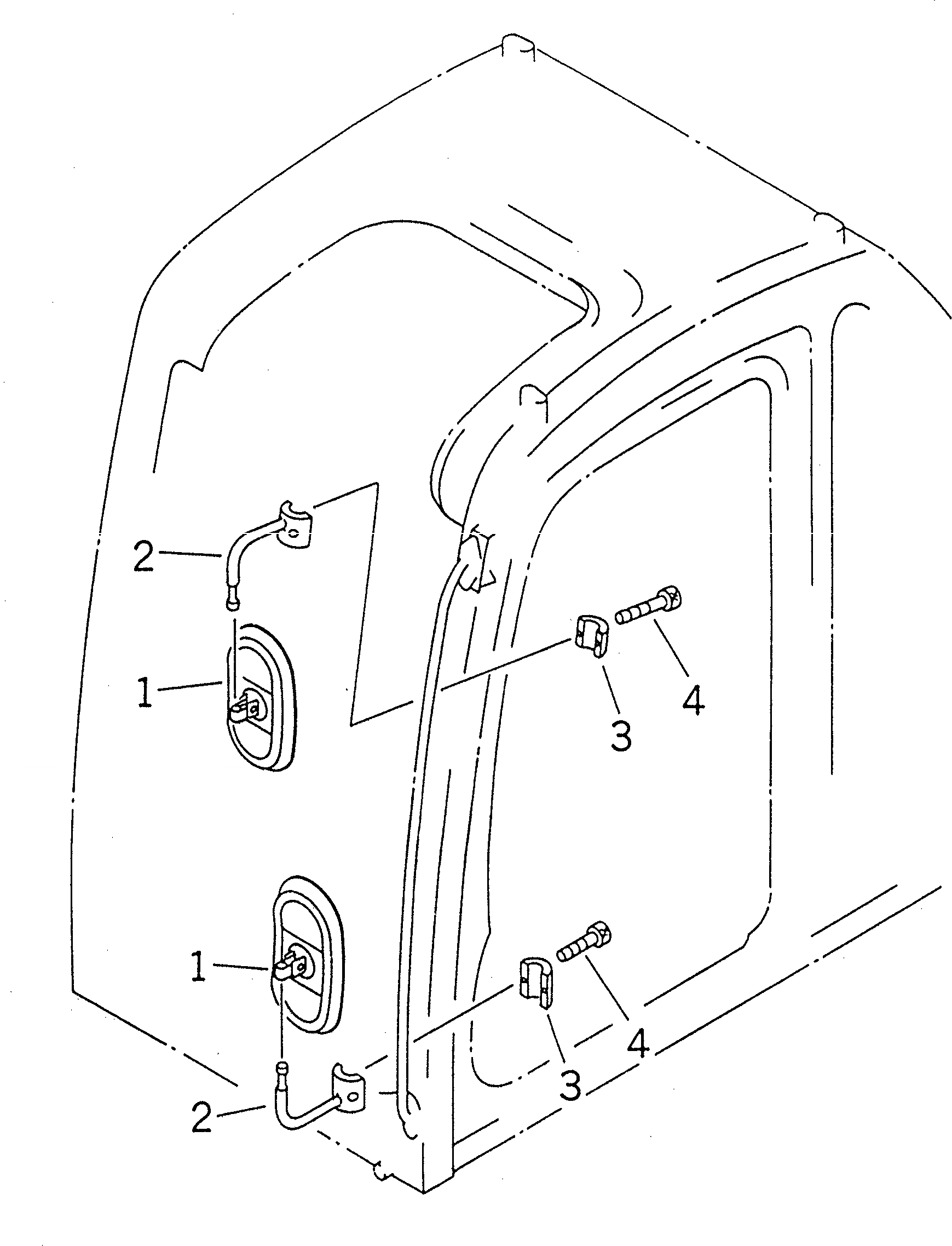 Схема запчастей Komatsu PC200-6Z - ЗАДН. VIEW MIRROR¤ ЛЕВ. (ДВОЙН.)(№9-) ЧАСТИ КОРПУСА