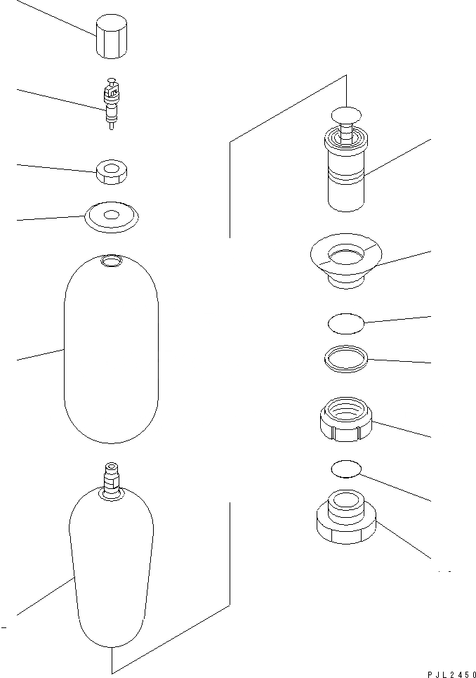 Схема запчастей Komatsu PC200-6Z - АККУМУЛЯТОР (AL-) (ВНУТР. ЧАСТИ) ОСНОВН. КОМПОНЕНТЫ И РЕМКОМПЛЕКТЫ