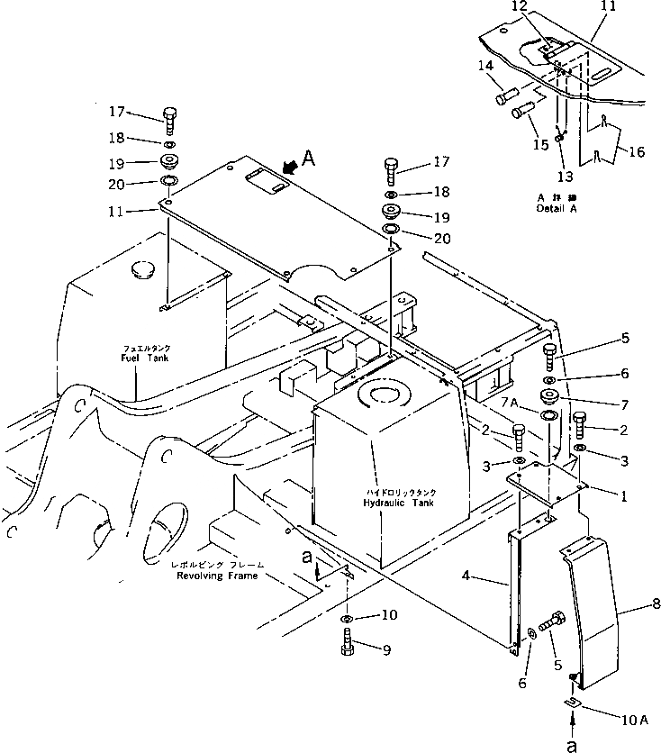 Схема запчастей Komatsu PC200-5X - КРЫШКАAND РАМА ЧАСТИ КОРПУСА