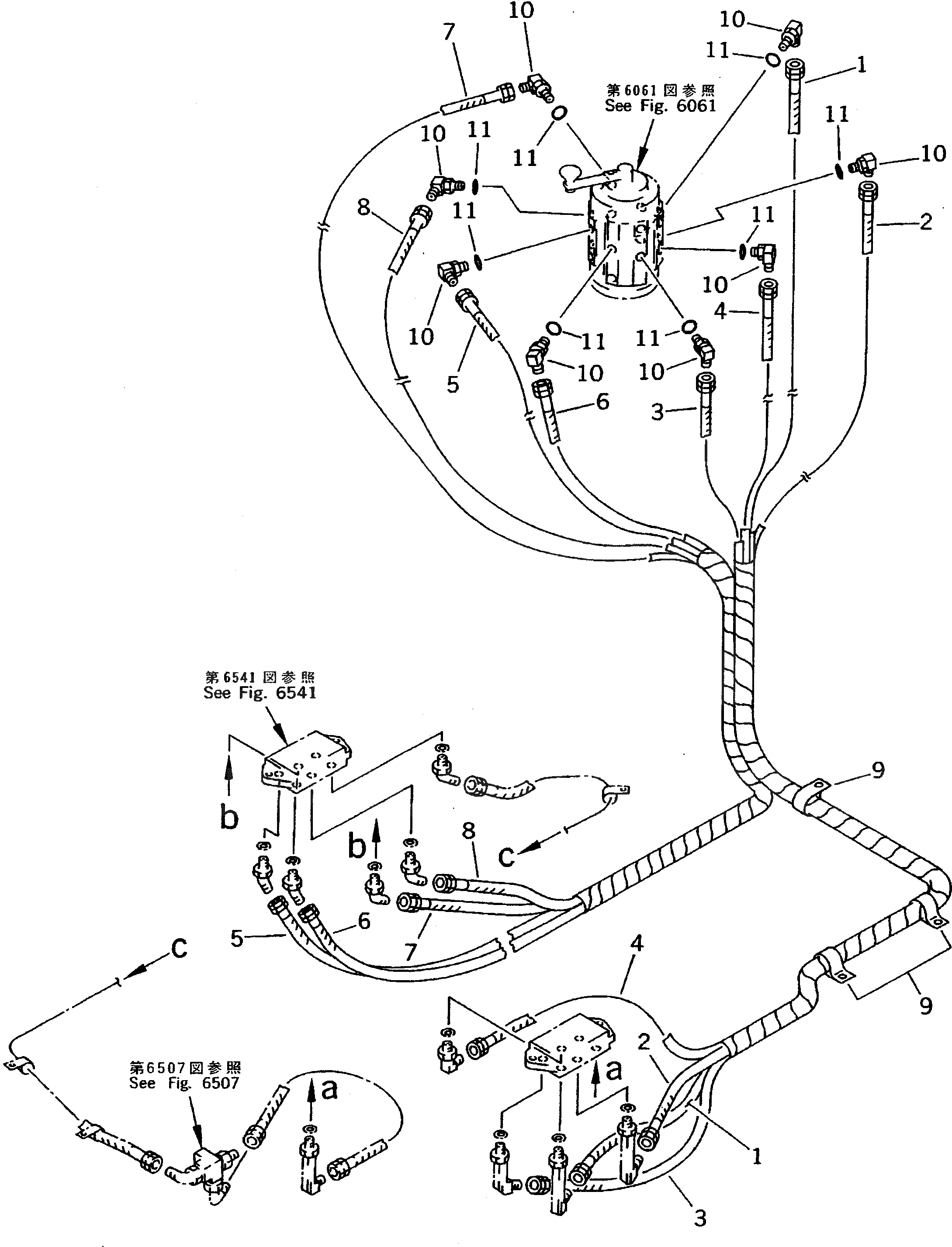 Схема запчастей Komatsu PC200-5X - P.P.C. V. ТРУБЫ (БЛОК TO/FROM РАСПРЕДЕЛИТ. КЛАПАН)(ДЛЯ WRIST УПРАВЛ-Е)(F/MALUTI PATTERN SELECT КЛАПАН) УПРАВЛ-Е РАБОЧИМ ОБОРУДОВАНИЕМ