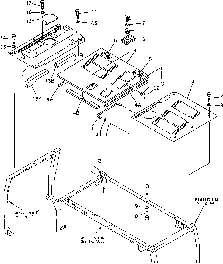 Схема запчастей Komatsu PC200-5 - КАПОТ (№-78¤79-88) ЧАСТИ КОРПУСА