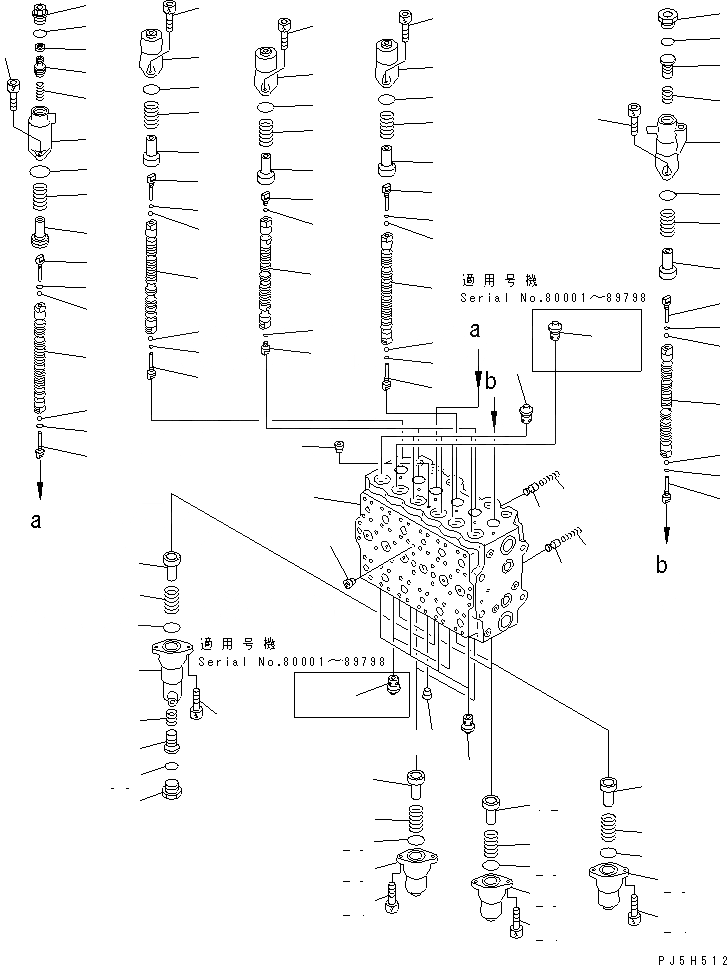 Схема запчастей Komatsu PC200-6H - ОСНОВН. КЛАПАН (/)(№88-9998) ОСНОВН. КОМПОНЕНТЫ И РЕМКОМПЛЕКТЫ