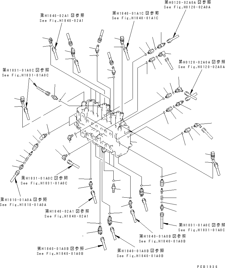Схема запчастей Komatsu PC200-6 - ОСНОВН. КЛАПАН (СОЕДИНИТЕЛЬН. ЧАСТИ) ( АКТУАТОР)(№9999-9) ГИДРАВЛИКА