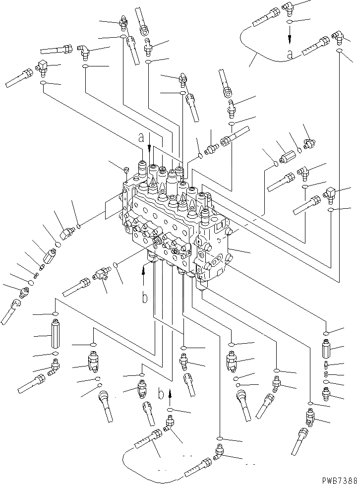 Схема запчастей Komatsu PC200-6 - ОСНОВН. КЛАПАН (СОЕДИНИТЕЛЬН. ЧАСТИ)(№997-8) ГИДРАВЛИКА