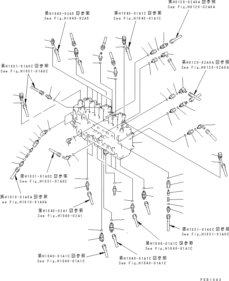 Схема запчастей Komatsu PC200-6 - ОСНОВН. КЛАПАН (СОЕДИНИТЕЛЬН. ЧАСТИ) ( АКТУАТОР)(№88-9998) ГИДРАВЛИКА