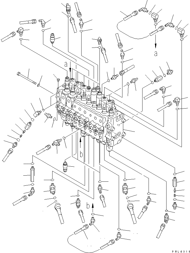 Схема запчастей Komatsu PC200-6 - ОСНОВН. КЛАПАН (СОЕДИНИТЕЛЬН. ЧАСТИ) ( АКТУАТОР) (ДЛЯ K.A.)(№98-) ГИДРАВЛИКА