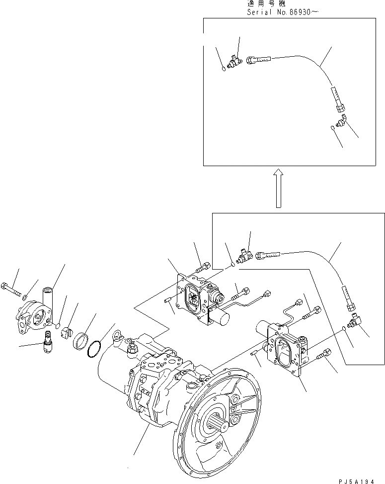 Схема запчастей Komatsu PC200-6 - ОСНОВН. НАСОС (/9)(№8-9998) ОСНОВН. КОМПОНЕНТЫ И РЕМКОМПЛЕКТЫ