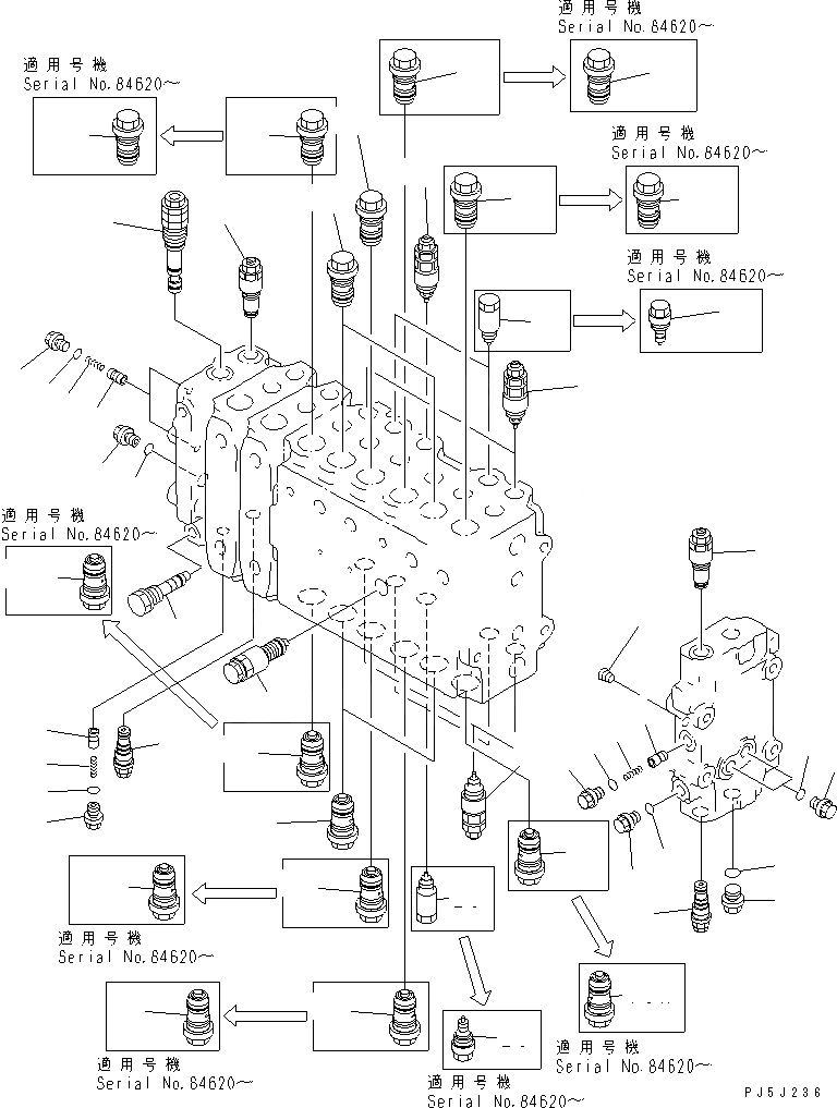 Схема запчастей Komatsu PC200-6 - ОСНОВН. КЛАПАН (-АКТУАТОР) (/)(№8-899) ОСНОВН. КОМПОНЕНТЫ И РЕМКОМПЛЕКТЫ