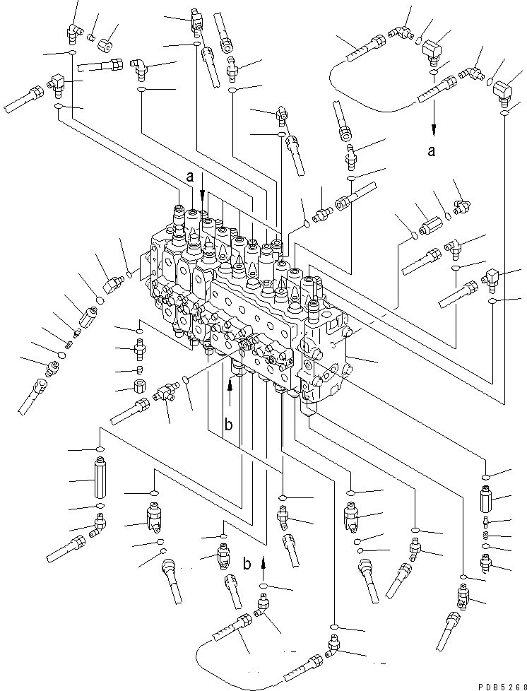 Схема запчастей Komatsu PC200-6 - ОСНОВН. КЛАПАН (СОЕДИНИТЕЛЬН. ЧАСТИ) (CS РУКОЯТЬR)(№9999-997) ГИДРАВЛИКА