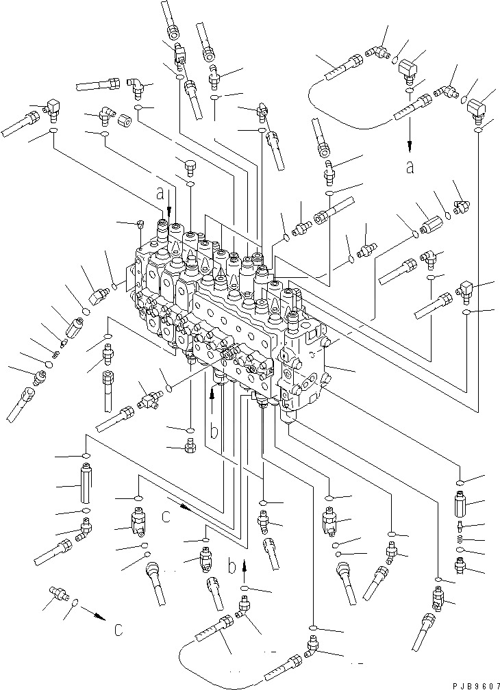 Схема запчастей Komatsu PC200-6 - ОСНОВН. КЛАПАН (СОЕДИНИТЕЛЬН. ЧАСТИ) ( АКТУАТОР) (RTATION РУКОЯТЬ) ( АКТУАТОР)(№9-) ГИДРАВЛИКА